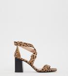 New Look Wide Fit Multi Strap Heeled Sandal In Animal Print - Stone