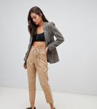 New Look Tie Waist Tapered Pants In Camel