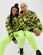 Collusion Bright Camo Oversized Hoodie - Green