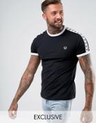 Fred Perry Sports Authentic Slim Fit Taped Sleeve T-shirt In Black - Black