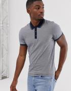 Selected Homme Pique Contrast Collar Polo In Navy