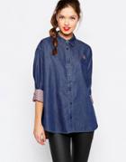 Love Moschino Denim Dot Oversize Shirt - Blue