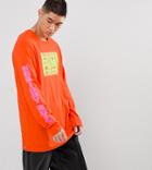 Puma Graphic Long Sleeve T-shirt With Arm Print In Orange Exclusive To Asos - Orange