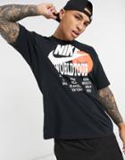 Nike World Tour Pack Graphic Oversized T-shirt In Black