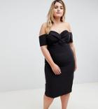 River Island Plus Off The Shoulder Bardot Midi Dress - Black