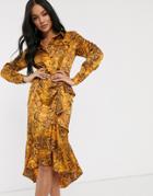 Pretty Darling Snake Print Shirt Dress-multi
