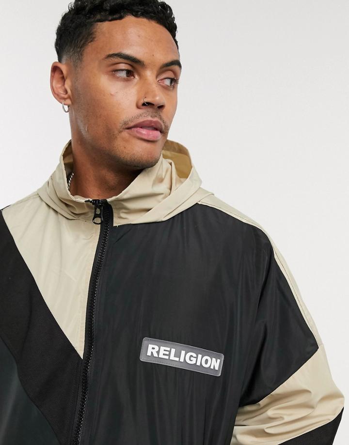 Religion Oversized Lightweight Hooded Jacket In Black