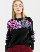 Qed London Scattered Disco Sequin Sweater - Black