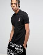 Love Moschino Tattoo Chest Embroidery Polo Shirt - Black