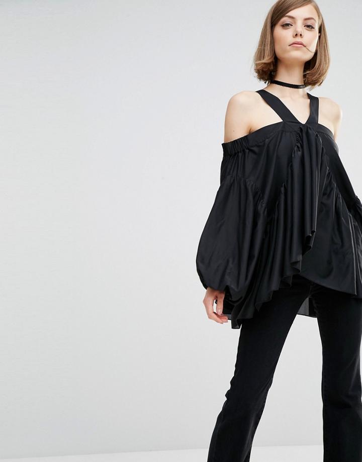 Lost Ink Cold Shoulder Top - Black