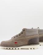 Kickers Kick Hi Mash Up Lace Up Boots In Gray Leather-grey