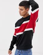 New Look Sweat In Black With Red Color Block - Black
