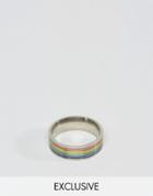 Reclaimed Vintage Ring In Silver With Rainbow Bands - Silver
