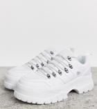 Asos Design Wide Fit Sneakers In White With Hiker Details And Chunky Sole - White