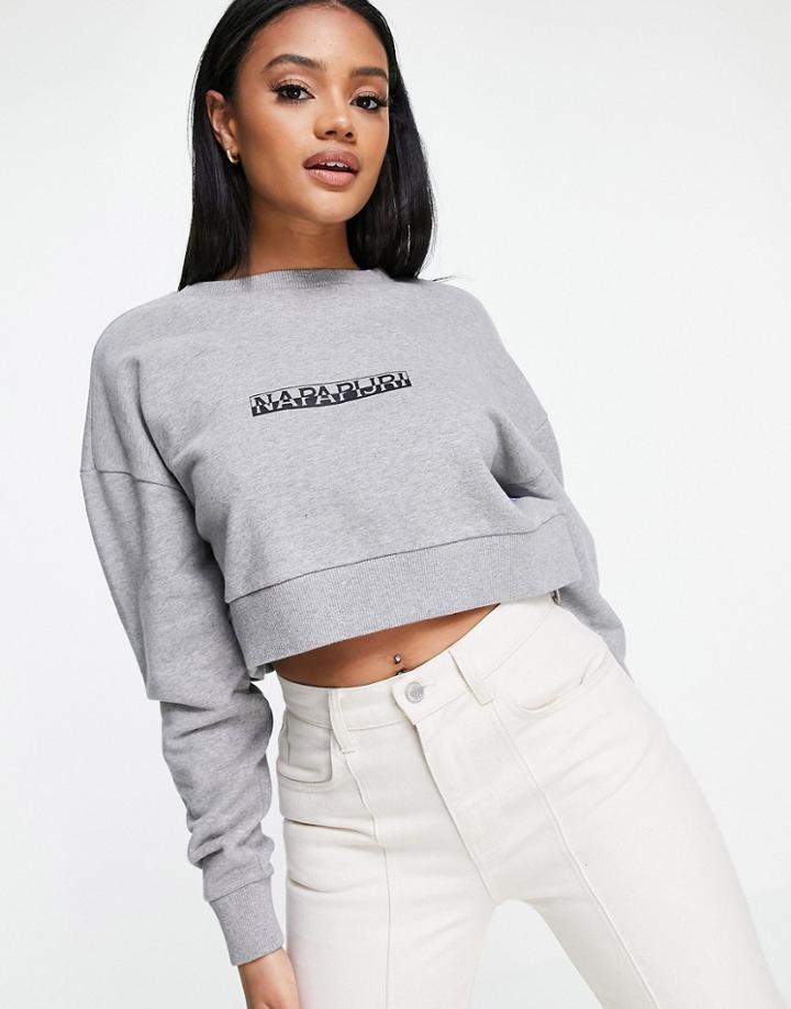 Napapijri Box Cropped Sweatshirt In Gray-grey