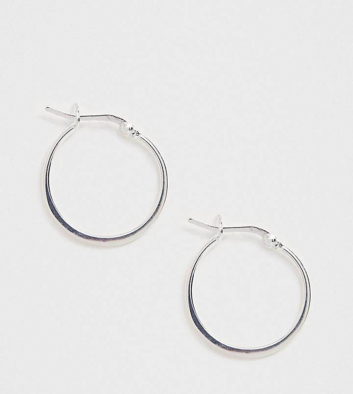 Asos Design Sterling Silver Hoop Earrings With Flat Edge - Silver