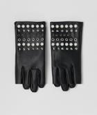 Asos Design Leather Look Gloves With Pearl And Stud Detail-black
