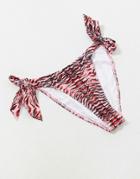 Luxe Palm Tiger Bow Tie High Leg Bikini Bottom-pink