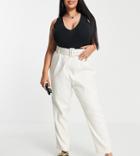 Vero Moda Curve Tailored Pants With Pleat Detail In Cream-white