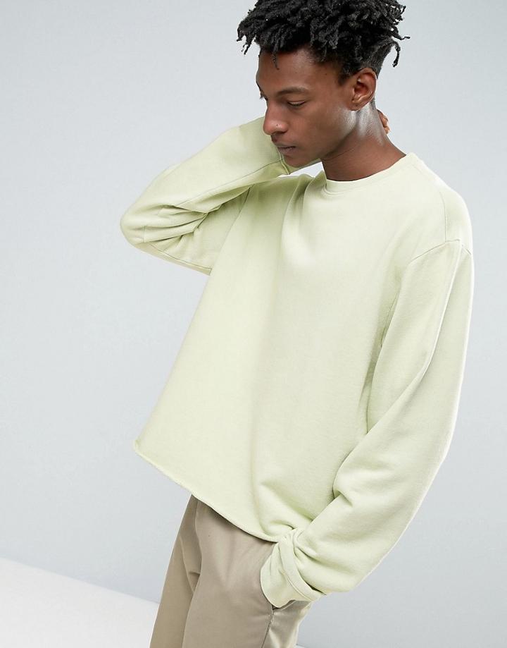Weekday Press Gate Sweatshirt - Green