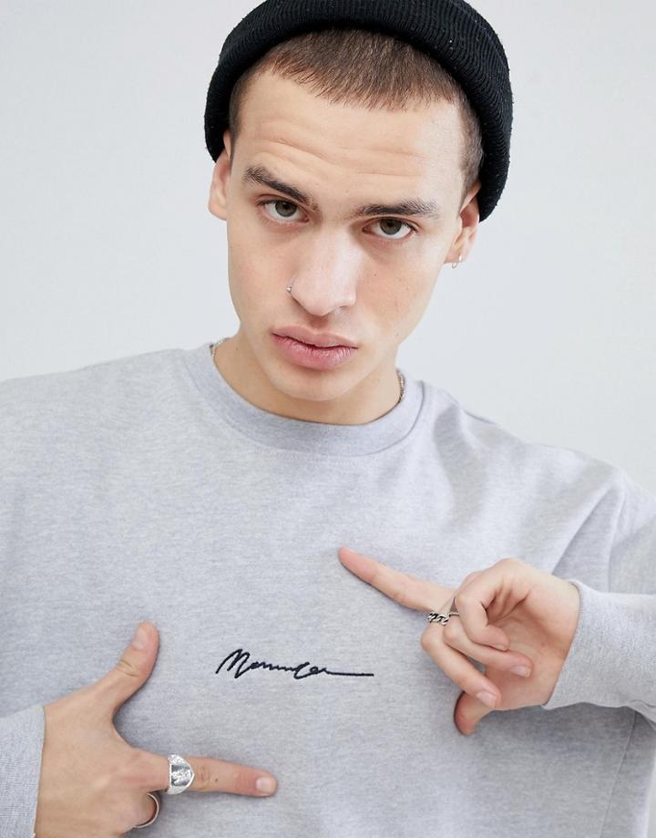 Mennace Oversized Signature Logo Sweat In Gray - Gray