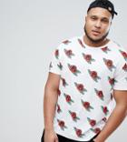 Asos Plus Relaxed T-shirt With Rose Print - White