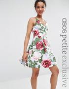 Asos Petite Strappy Prom Dress In Floral Print - Multi