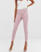Lipsy Pink Coated Skinny Jeans In Pink - Cream