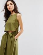 Native Youth Sleeveless Top With Button Sides Co-ord - Green
