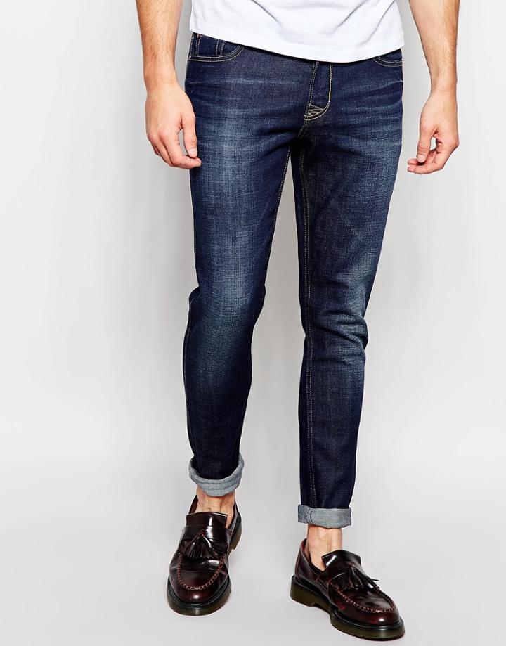 Hoxton Denim Dark Indigo Wash Skinny Spray On Jean - Navy