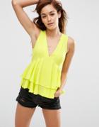 Asos Tiered Ruffle Tank - Yellow