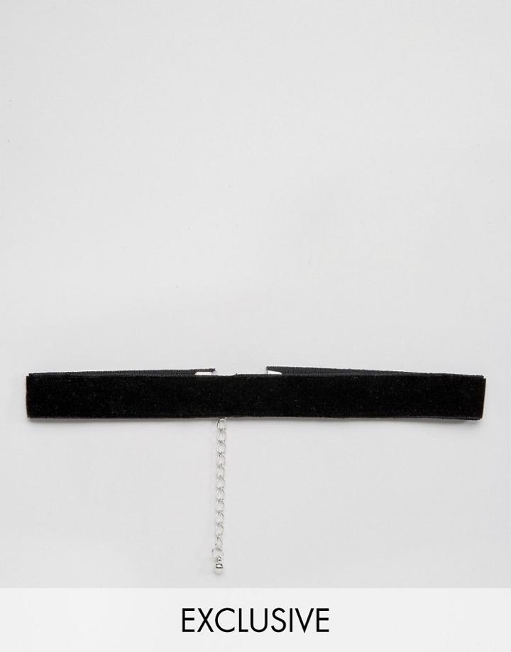 Reclaimed Vintage Velvet Choker Necklace - Black