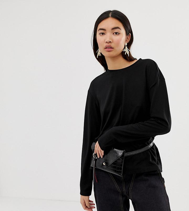 Weekday Grace Long Sleeve Top In Black