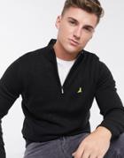 Brave Soul Half Zip Logo Sweater In Black