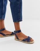 Asos Design Jiana Espadrille Sandals In Croc - Navy