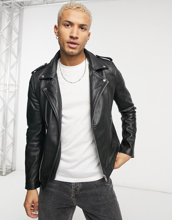 Bolongaro Trevor Double Layer Leather Jacket-black