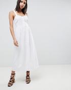 Asos Design Linen Button Through Maxi Dress - White