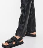Truffle Collection Wide Fit Quilted Double Strap Flat Sandals In Black