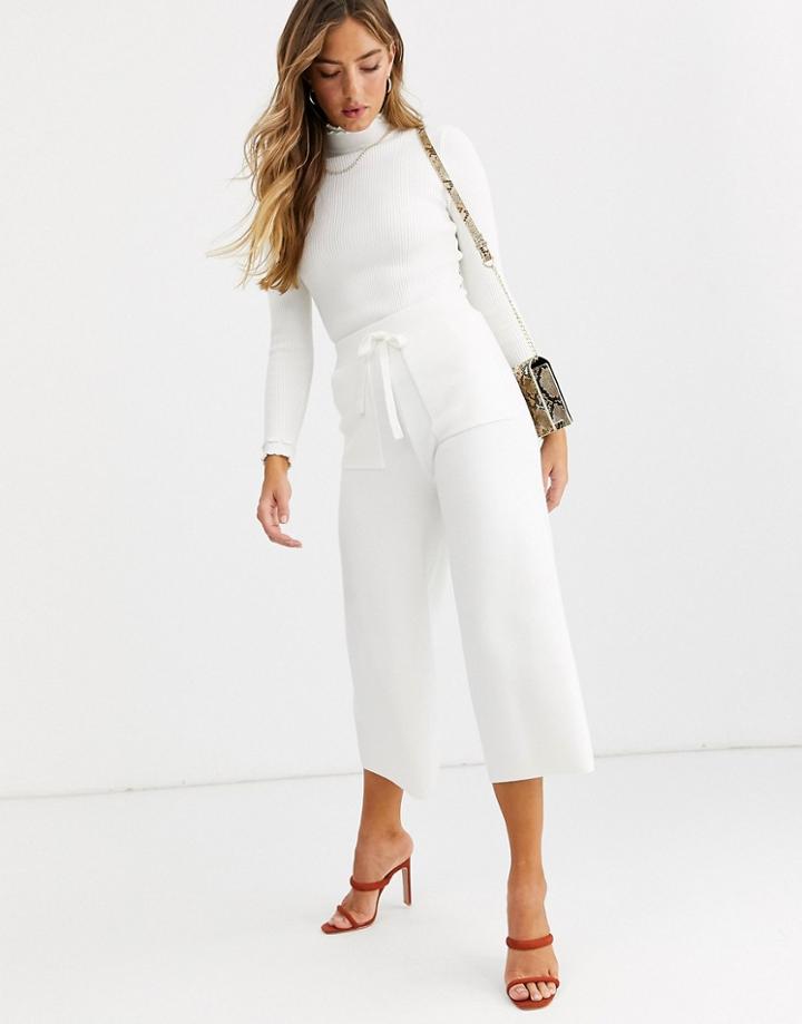 Fashion Union Knitted Wide Leg Pants Two-piece-cream