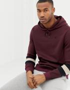 River Island Hoodie With Color Block Sleeves In Dark Red - Red