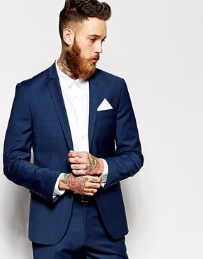 Asos Skinny Fit Suit Jacket In Navy - Navy