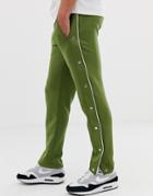 Asos Design Retro Track Skinny Sweatpants With Poppers And Piping In Green - Green