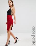 Asos Petite Skirt With Thigh Split - Red