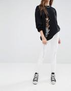 Noisy May Lucy Ankle Grazer Jeans With Rips & Raw Hem - Bright White