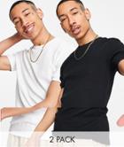 Asos Design 2 Pk Waffle T-shirt-multi