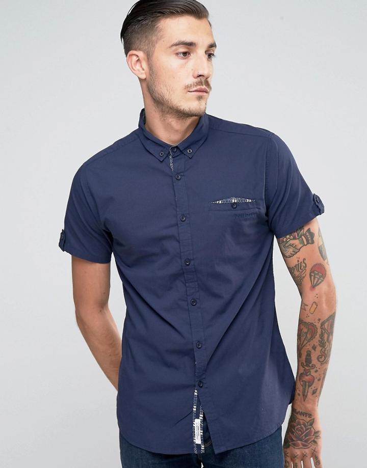 Lambretta Shirt With Short Sleeves - Navy