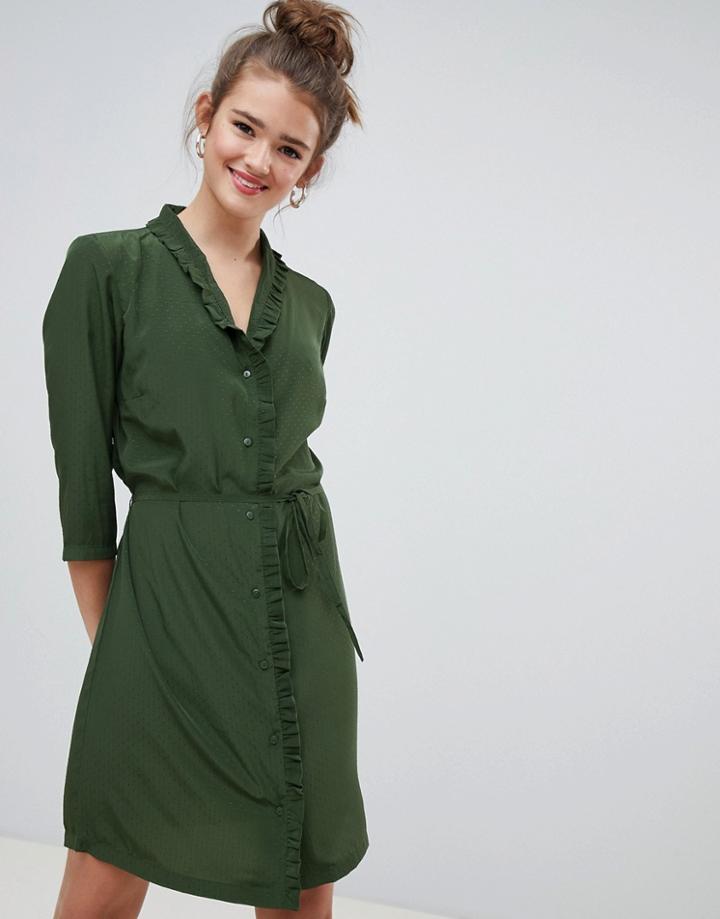 Jdy Button Through Shirt Dress - Green