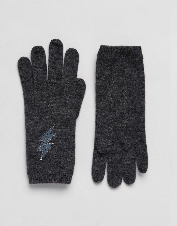 Alice Hannah Printed Lightening Bolt Glove - Gray