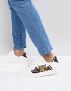 Good For Nothing Sneakers In White With Tiger Embroidery - White