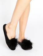 Ann Summers Marabou Flat Mules - Black